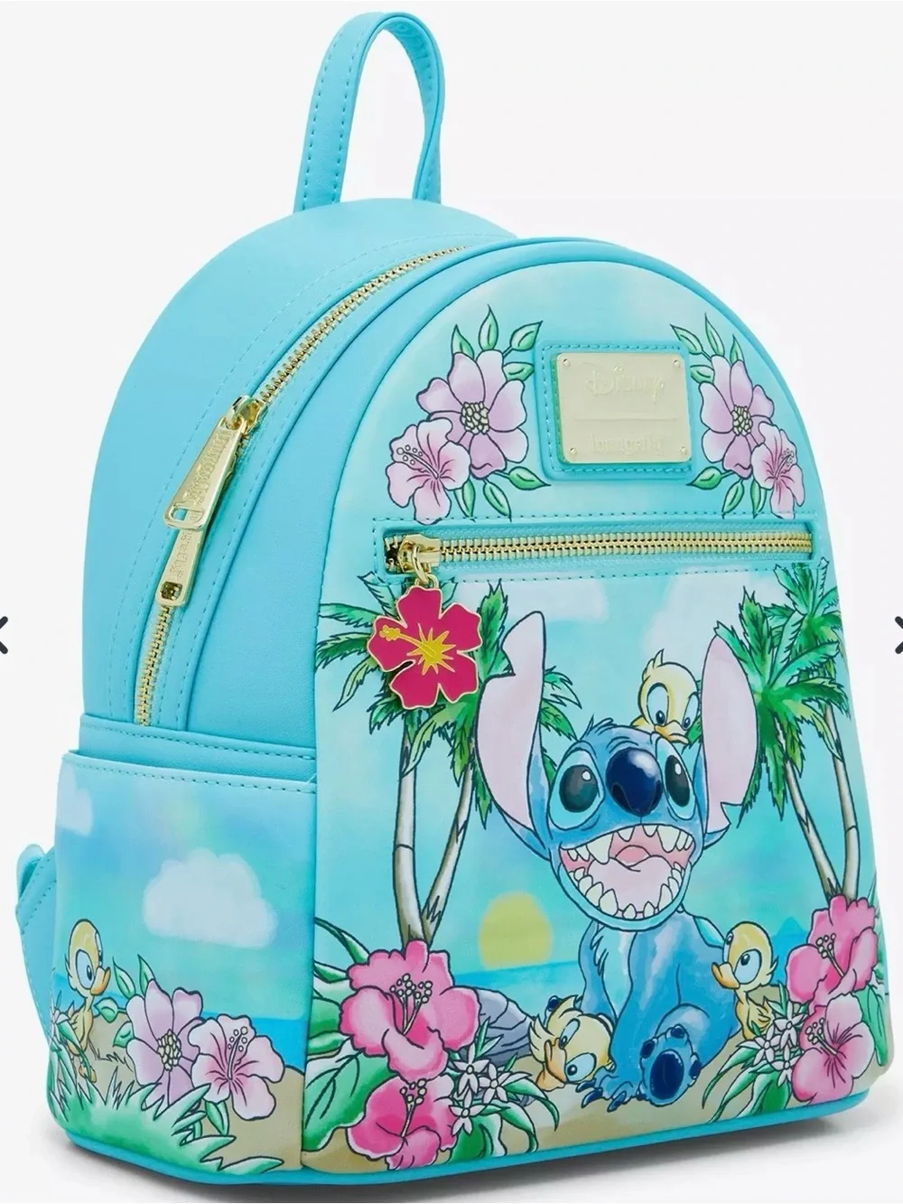 Loungefly Kids Mini Backpack — Light Blue Stitch & Tropical Floral
